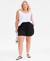 On 34th Plus Cotton Gauze V-Neck Flutter-Sleeve Top, Exclusively at Macy's