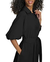 Calvin Klein Women's Belted Puffed-Sleeve Shirtdress
