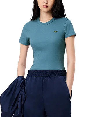 Lacoste Usa Women's Cotton Slim-Fit Crewneck Tee
