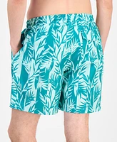 Club Room Men's Tropical Leaf-Print Swim Trunks, Exclusively at Macy's