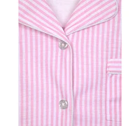 Max & Olivia Big Girls Striped Button-Front Top Shorts Pajamas With Scrunchie, 3 Piece Set