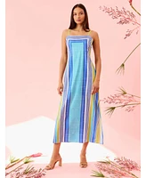 Donna Morgan Women's Striped Side-Slit Maxi Dress
