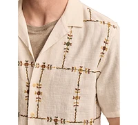 Lucky Brand Men's Short Sleeve Embroidered Button-Front Camp Shirt