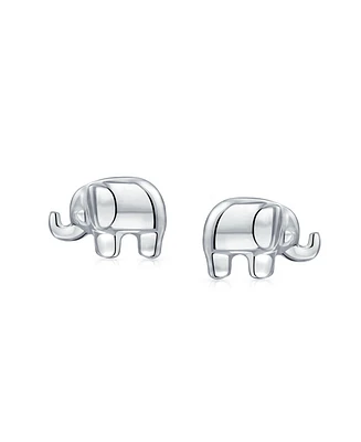 Bling Jewelry Lucky Elephant Wisdom Zoo Animal Lover Tiny Stud Earrings Polished Finish .925 Sterling Silver