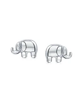 Bling Jewelry Lucky Elephant Wisdom Zoo Animal Lover Tiny Stud Earrings Polished Finish .925 Sterling Silver