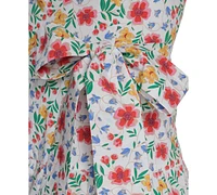 Eliza J Petite Printed Square-Neck Sleeveless Dress