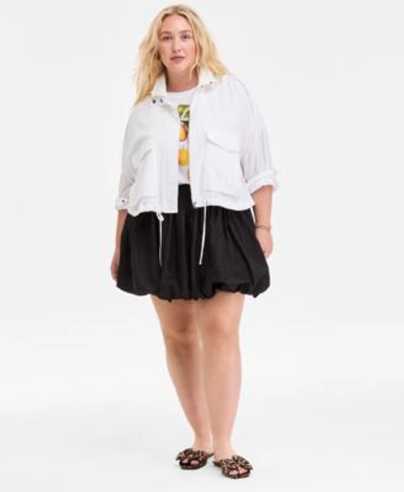 On 34th Trendy Plus Size Utility Jacket Graphic T Shirt Bubble Mini Skirt Exclusively At Macys