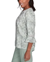 Alfred Dunner Petite Santa Fe Embroidered Flare-Sleeve Top