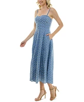 Taylor Petite Sweetheart-Neck Embroidered Midi Dress