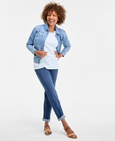 Style & Co Petite Simple Stripe Scoop-Neck Knit Top, Exclusively at Macy's