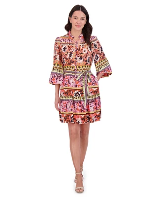Vince Camuto Women's Floral-Print Belted Tiered Dress