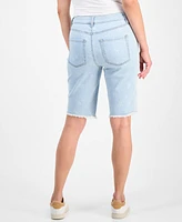 Women's Printed Mid-Rise Denim Bermuda Shorts, Exclusively at Macy's