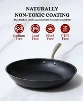 Alva Black Angus 2 Piece Frying Pan Set Blue Carbon Steel Pans with Natural Nonstick Surface, Non Toxic Pfas/Pfoa/Ptfe Free, Cool-Touch Handle, Rapid