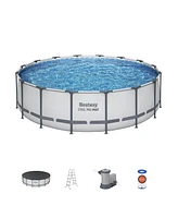 Bestway Steel Pro Max 16'x48" Round Above Ground Swimming Pool with Pump & Cover