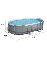Bestway Power Steel 16' x 10' x 42" Rectangular Above Ground Swimming Pool Set