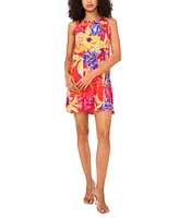 Msk Petite Printed Round-Neck Sleeveless Shift Dress