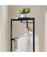 Kings Brand Furniture David Suit Valet Stand - Freestanding Clothing Organizer (White)