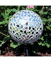 10-inch Gazing Ball for Garden - Crackled Glass Mosaic Gazing Globe for Outside