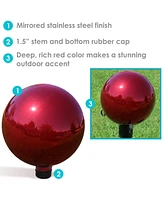 Indoor/Outdoor Reflective Mirrored Surface Garden Gazing Globe Ball with Stemmed Bottom and Rubber Cap