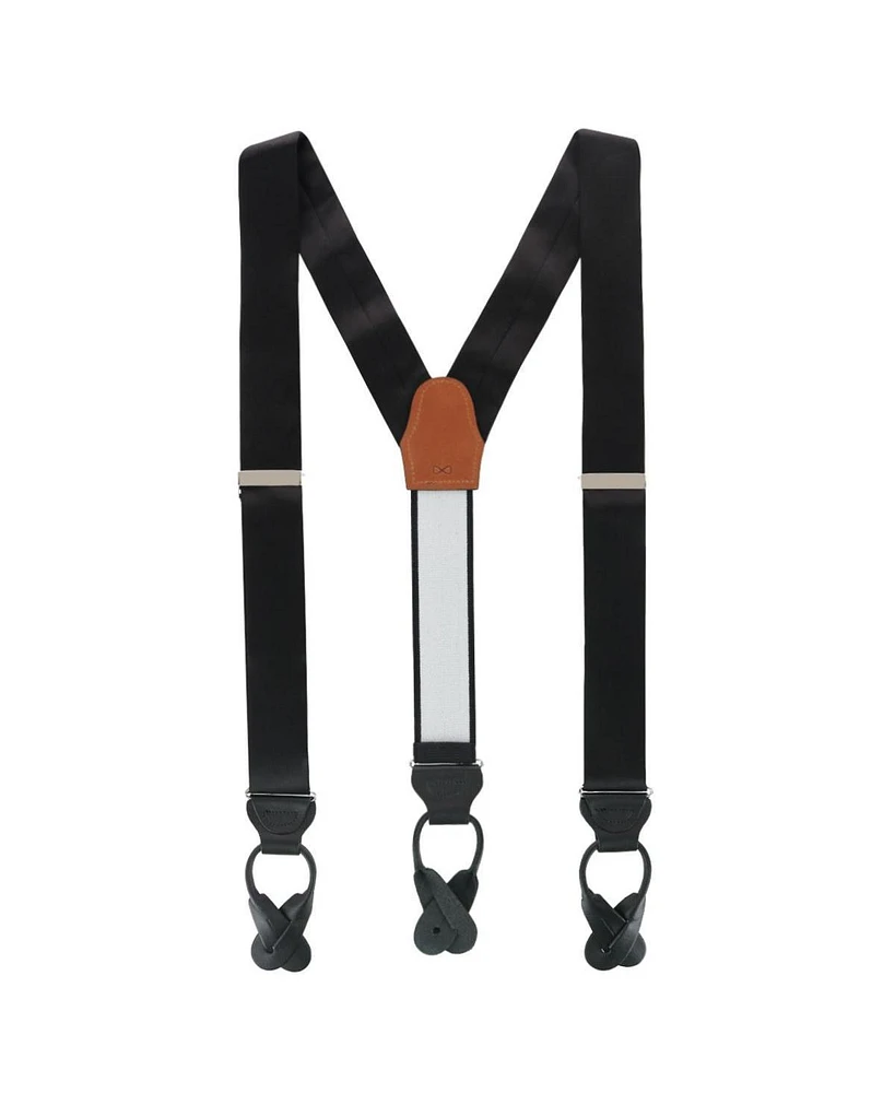 Trafalgar Men's Dutton Solid Colored Silk Button End Suspenders