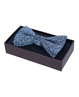 Trafalgar Men's Benito's Blue Basketweave Pattern Silk Novelty Bow Tie