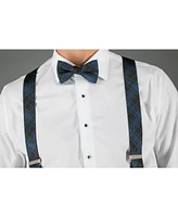 Trafalgar Men's Ives Green and Navy Blackwatch Plaid Silk Bow Tie