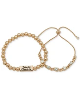 Clueless Gold-Tone 2-Pc. Set Crystal Slider & Totally Clueless Beaded Stretch Bracelets