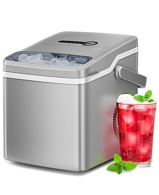 Zafro Ice Maker Countertop, 26Lbs/24H, 2 Sizes Bullet Ice Cubes with Handle, 9 Cubes in 6 Mins, Portable Ice Machine with Self-Cleaning, for Office/Do