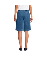 Lands' End Women's Lightweight Denim Mid Rise Pleated 12" Slouchy Shorts
