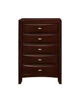 Solid Wood Five-Drawer Dresser with Mirrored Accents for Bedroom Storage