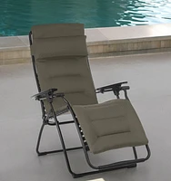 Reclining Steel Zero Gravity Chair with Cushion for Lawn Deck and Poolside