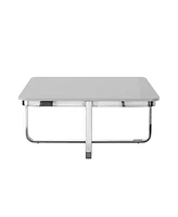 Stainless Steel and Metallic Wood Square Coffee Table – Sleek Sturdy