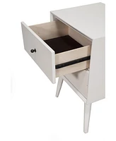 Mid-Century Modern Wood Nightstand with 2 Drawers for Bedroom Storage