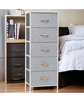 Lightweight Steel and Fabric Chest with Five Drawers for Small Spaces