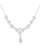 Jessica Simpson Pearl & Crystal Drop Necklace