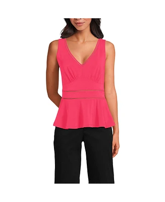 Lands' End Women's Lightweight Jersey Peplum V-Neck Tank Top