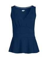 Lands' End Plus Lightweight Jersey Peplum V-Neck Tank Top