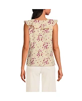Lands' End Women's V Neck Cascade Ruffle Top