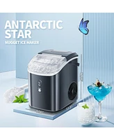 Zafro Countertop Nugget Ice Maker, Portable Pebble Machine, 34 lbs/24H, Soft Chewable Ice, Self-Cleaning, One-Touch Operation, Includes Scoop