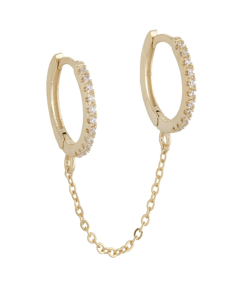 By Adina Eden Cubic Zirconia Double Huggie Chain Earrings