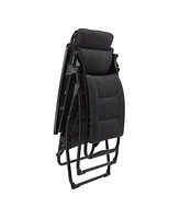 Foldable Steel Frame Zero Gravity Chair with Cushion for Outdoor Lounging