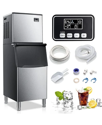 Zafro Commercial Ice Maker, 352lbs/24H production, 198lbs ice bin, 22.5" air-cooled stainless steel design. Ideal for restaurants, bars, cafes, labs,