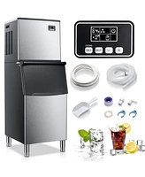 Zafro Commercial Ice Maker, 352lbs/24H production, 198lbs ice bin, 22.5" air-cooled stainless steel design. Ideal for restaurants, bars, cafes, labs,