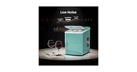 Zafro portable ice maker can make 9 bullet-shaped ice cubes in just 6-8 minutes and can make up to 26 pounds of ice cubes per day. It has two ice cube