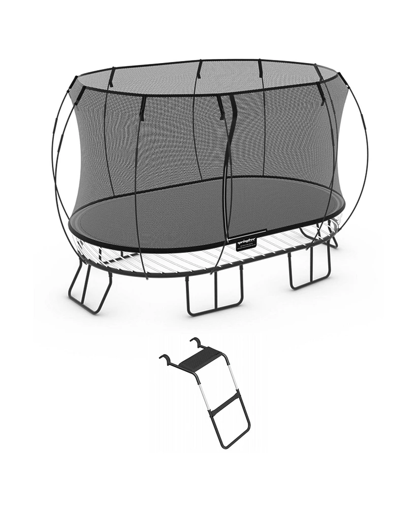 Springfree Trampoline Kids Oval 8 x 13Ft Trampoline & FlexrStep V2 Safety Ladder