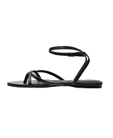 Luz | Strappy Ankle Wrap Flat Leather Sandals