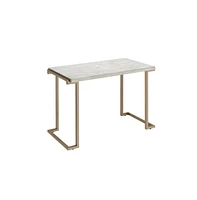 Faux Marble Coffee Table with Iron Sled Base – Elegant and Sturdy