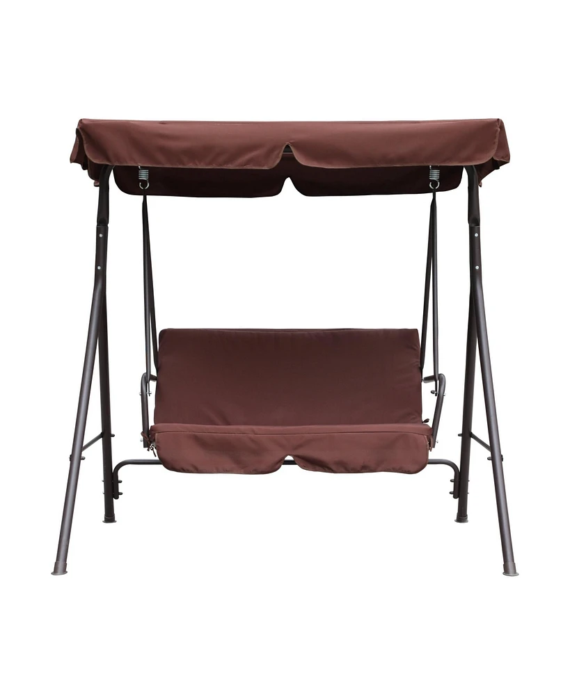 Patio Swing Outdoor Porch Swing Chair for Adults with Removable Cushion 2 Seat Large Converting Canopy Swing Glider for Garden Backyard Deck
