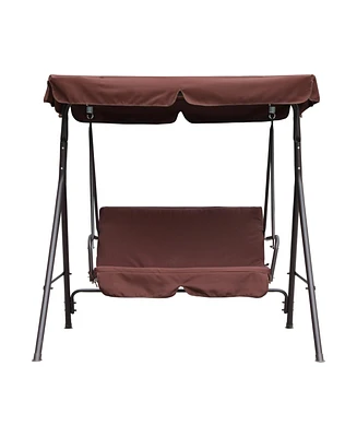 Patio Swing Outdoor Porch Swing Chair for Adults with Removable Cushion 2 Seat Large Converting Canopy Swing Glider for Garden Backyard Deck