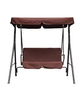 Patio Swing Outdoor Porch Swing Chair for Adults with Removable Cushion 2 Seat Large Converting Canopy Swing Glider for Garden Backyard Deck